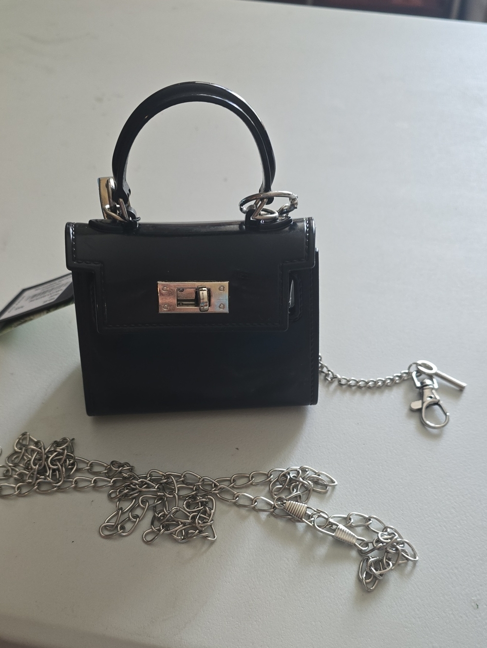 Badgley Mischka Black Mini Top-Handle Bag with Silver Hardware...Kendall & Kylie